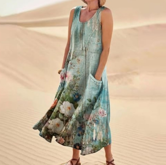 Spring floor length artistic dress - Picture 3 of 9